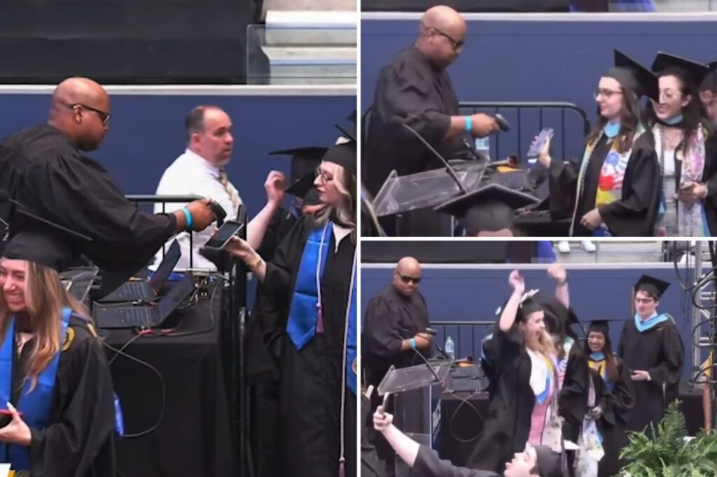 The university graduates shocked as names are read at the beginning - for alas: "What a beautiful personal touch!"